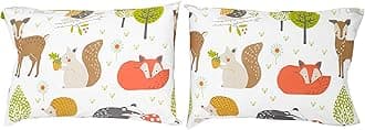 Bloomsbury Mill - Kids Pillow Cases 2 Pack - Woodland Animals Design - Pillow Covers for Boys & Girls Duvet Cover Sets or Kids Travel Pillow - Pair of Childrens Pillowcases (Extra) - 50x75cm