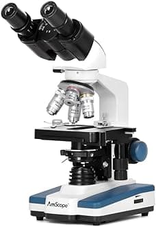 B120 Series Student & Professional LED Binocular Compound Microscope - 40X-2500X Magnification - Includes 5MP USB Camera & Siedentopf Head