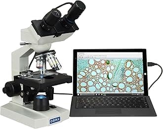 OMAX 40X-2500X Lab Binocular Compound LED Microscope with Double Layer Mechanical Stage and Digital Camera M82EZ-C02